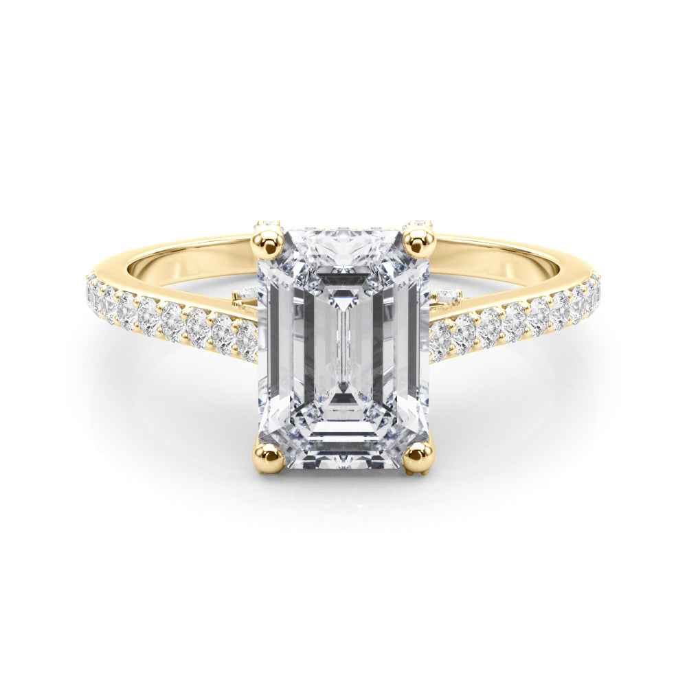 Luxe Ec Center Emerald Diamond Engagement Ring â€” 10K/14K Gold & Platinum