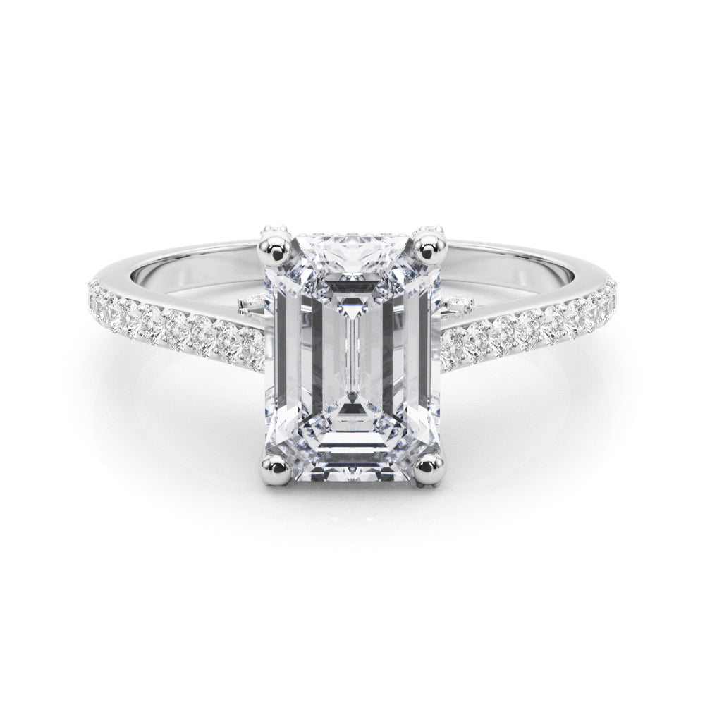 Luxe Ec Center Emerald Diamond Engagement Ring â€” 10K/14K Gold & Platinum