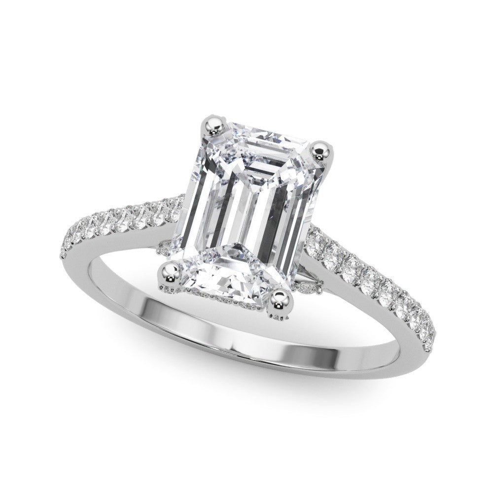 Luxe Ec Center Emerald Diamond Engagement Ring â€” 10K/14K Gold & Platinum