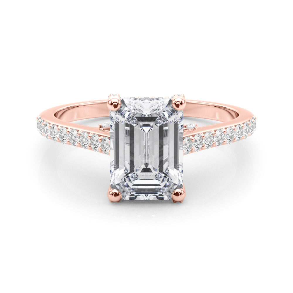 Luxe Ec Center Emerald Diamond Engagement Ring â€” 10K/14K Gold & Platinum