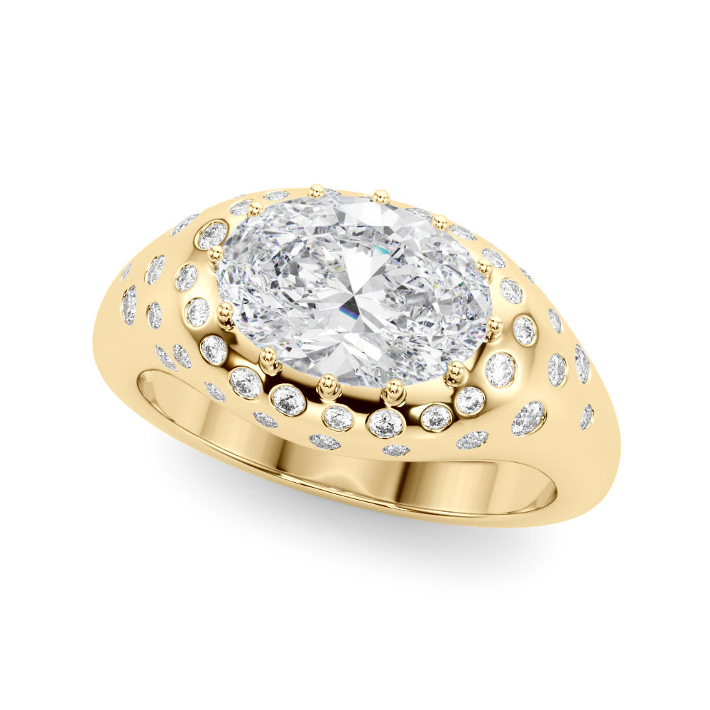 Timeless Center Oval Diamond Engagement Ring in 10K/14K gold and platinum with certified lab-grown or natural diamonds