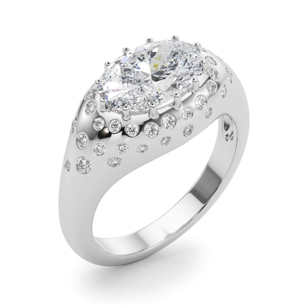 Timeless Center Oval Diamond Engagement Ring â€” 10K/14K Gold & Platinum