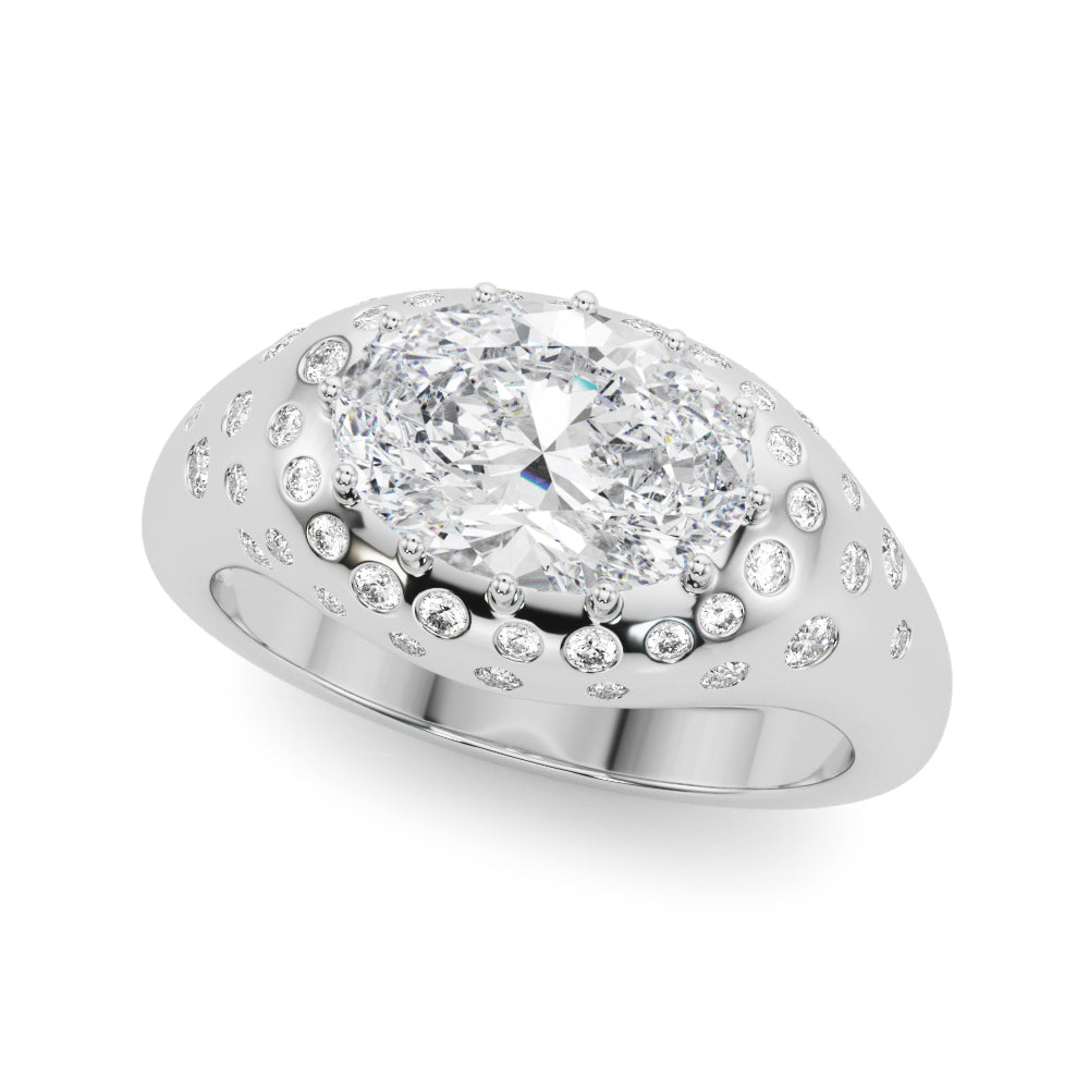 Timeless Center Oval Diamond Engagement Ring â€” 10K/14K Gold & Platinum