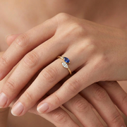 Marquise Two Stone Sapphire Ring with Diamond in 10K/14K gold and platinum with certified lab-grown or natural diamonds