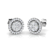 0.5-1ct Halo Cluster Diamond Stud Earrings in 10K/14K gold and platinum with certified lab-grown or natural diamonds