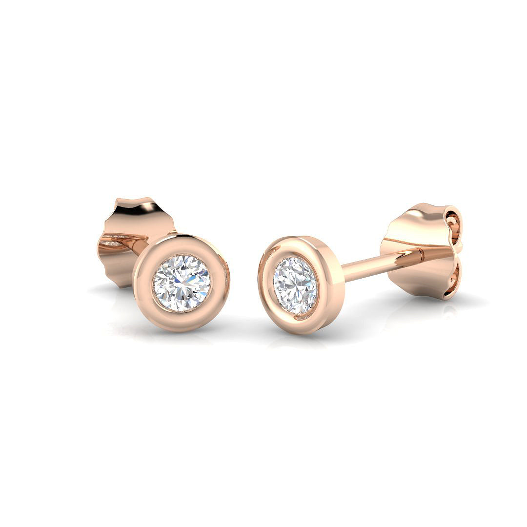 Solitaire Diamond Earrings with Lab Grown Round Cut - 0.20ct in 10K/14K gold and platinum with certified lab-grown or natural diamonds