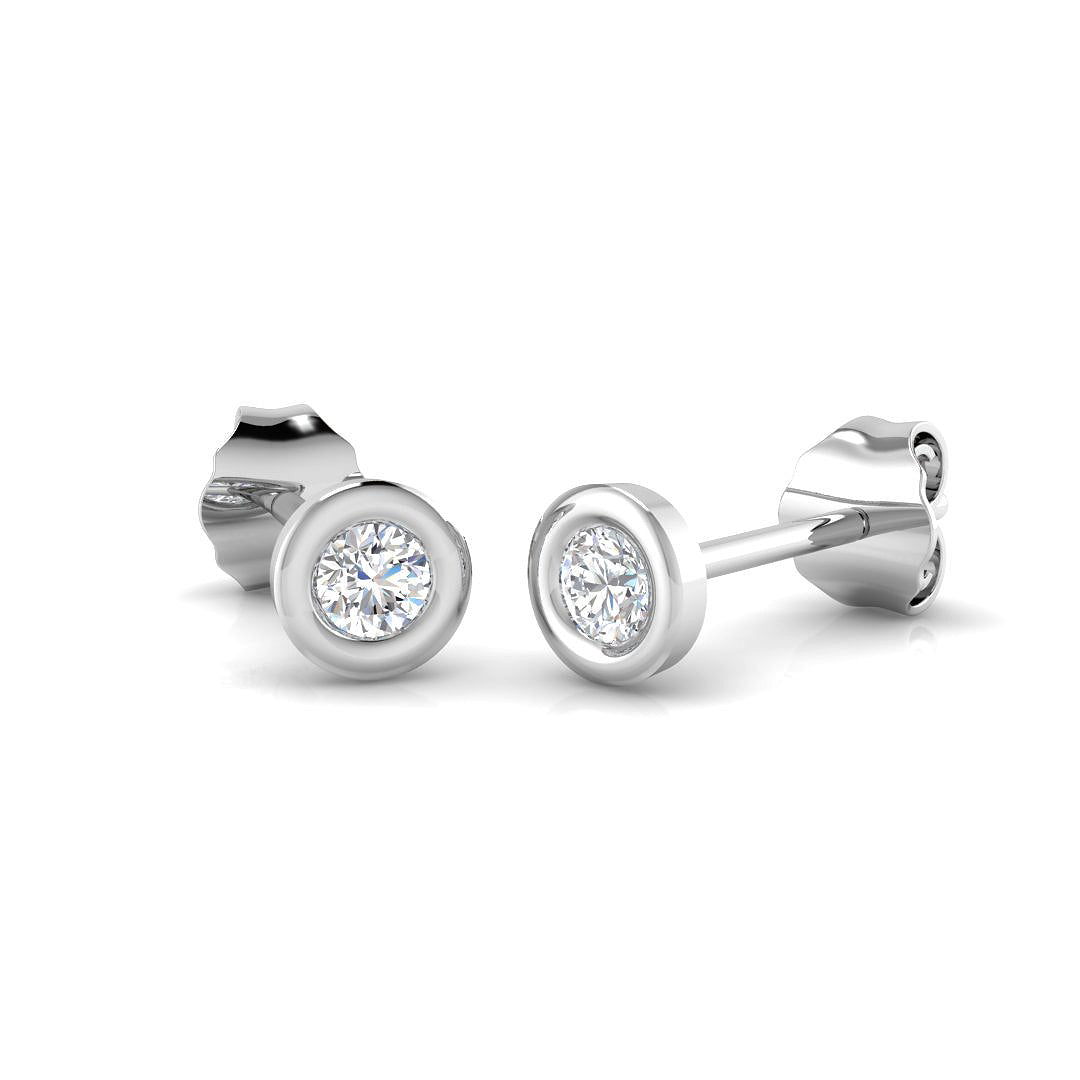 Solitaire Diamond Earrings with Lab Grown Round Cut - 0.20ct in 10K/14K gold and platinum with certified lab-grown or natural diamonds