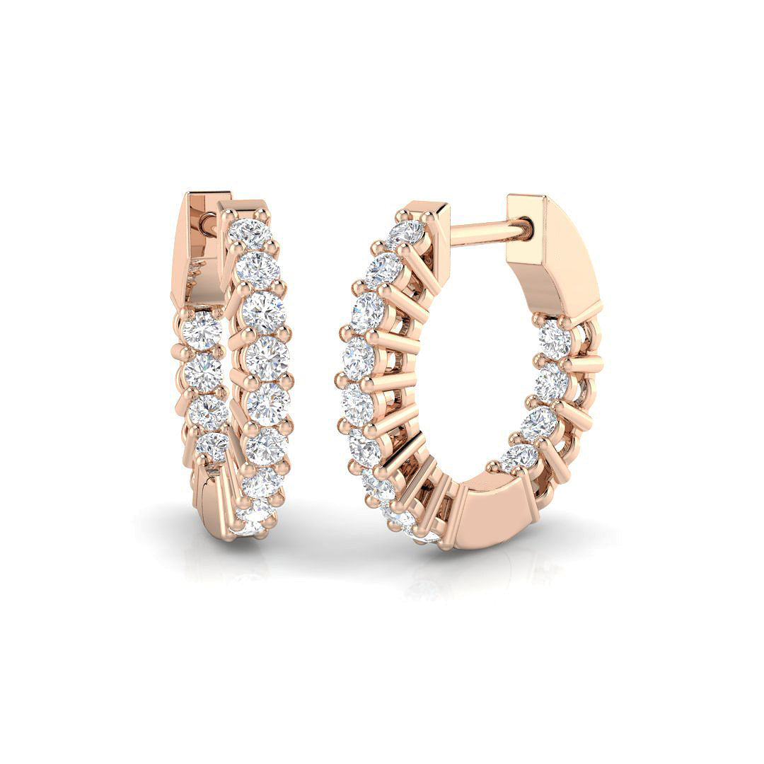 0.50 Ct Round Diamond Hoop Earrings in 10K/14K gold and platinum with certified lab-grown or natural diamonds