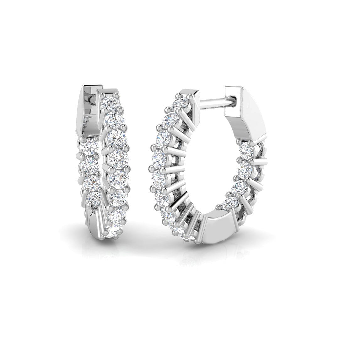0.50 Ct Round Diamond Hoop Earrings in 10K/14K gold and platinum with certified lab-grown or natural diamonds