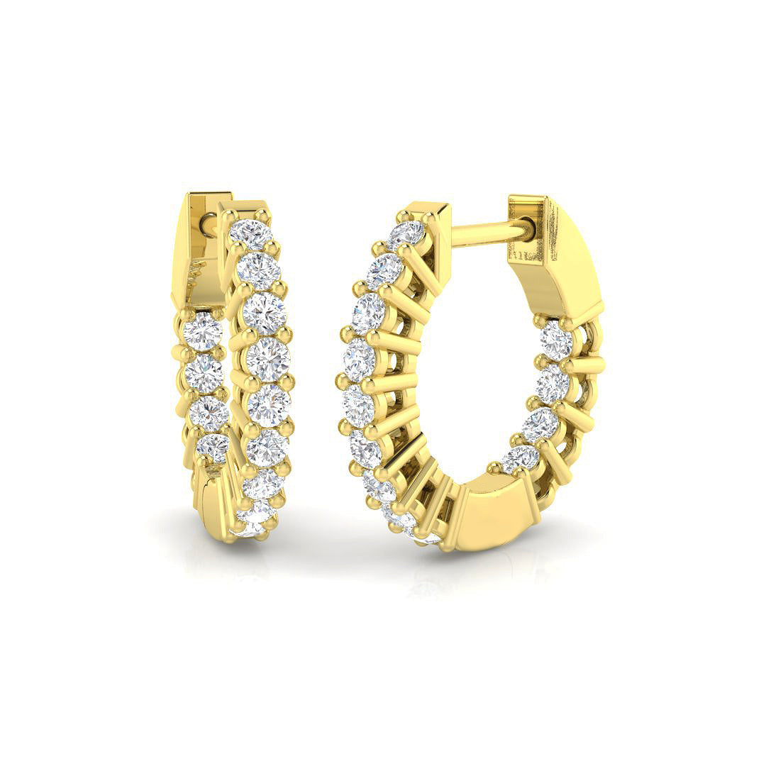 0.50 Ct Round Diamond Hoop Earrings in 10K/14K gold and platinum with certified lab-grown or natural diamonds