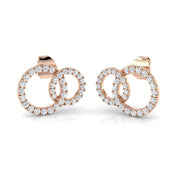 Elegant 0.33Ct Diamond Interlocking Circle Stud Earrings in in 10K/14K gold and platinum with certified lab-grown or natural diamonds