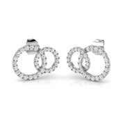 Elegant 0.33Ct Diamond Interlocking Circle Stud Earrings in in 10K/14K gold and platinum with certified lab-grown or natural diamonds