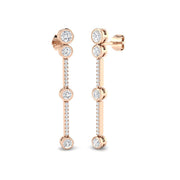 Elegant Gold Drop & Trilogy Diamond Earrings in 10K/14K gold and platinum with certified lab-grown or natural diamonds