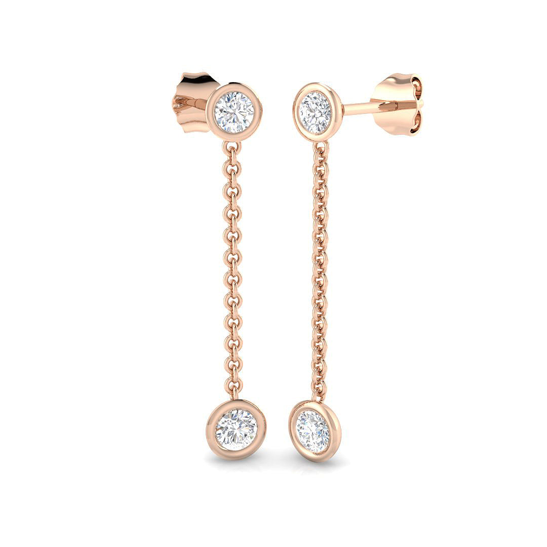 Daffy Gold Drop & Trilogy Diamond Earrings - 0.5ct Luxury Jewelry in 10K/14K gold and platinum with certified lab-grown or natural diamonds