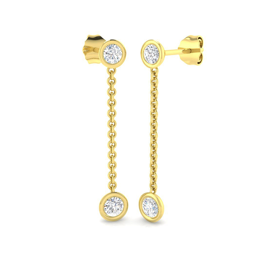 Daffy Gold Drop & Trilogy Diamond Earrings - 0.5ct Luxury Jewelry in 10K/14K gold and platinum with certified lab-grown or natural diamonds