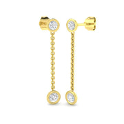 Daffy Gold Drop & Trilogy Diamond Earrings - 0.5ct Luxury Jewelry in 10K/14K gold and platinum with certified lab-grown or natural diamonds