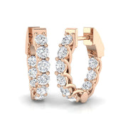 2 Ct Round Diamond Hoop Earrings in 10K/14K gold and platinum with certified lab-grown or natural diamonds