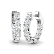 2 Ct Round Diamond Hoop Earrings in 10K/14K gold and platinum with certified lab-grown or natural diamonds
