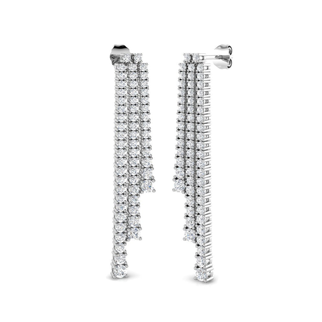 Cupid Luxury Gold Drop & Trilogy Diamond Earrings in 10K/14K gold and platinum with certified lab-grown or natural diamonds