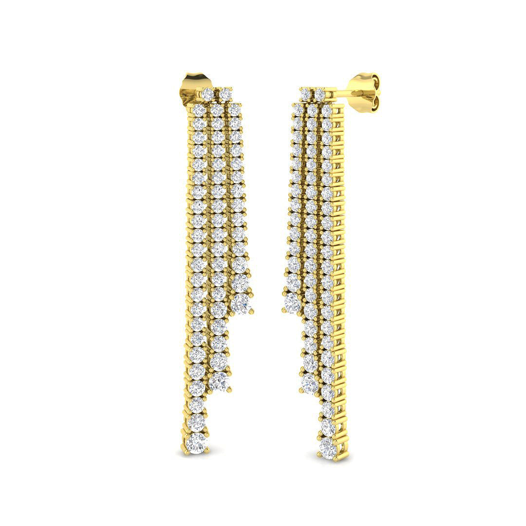 Cupid Luxury Gold Drop & Trilogy Diamond Earrings in 10K/14K gold and platinum with certified lab-grown or natural diamonds