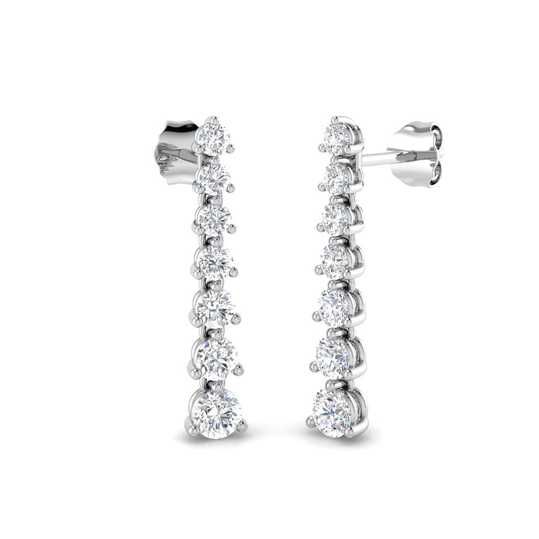 Cyany Gold Drop & Trilogy Diamond Earrings 1.25ct to 1.5ct Luxury in 10K/14K gold and platinum with certified lab-grown or natural diamonds