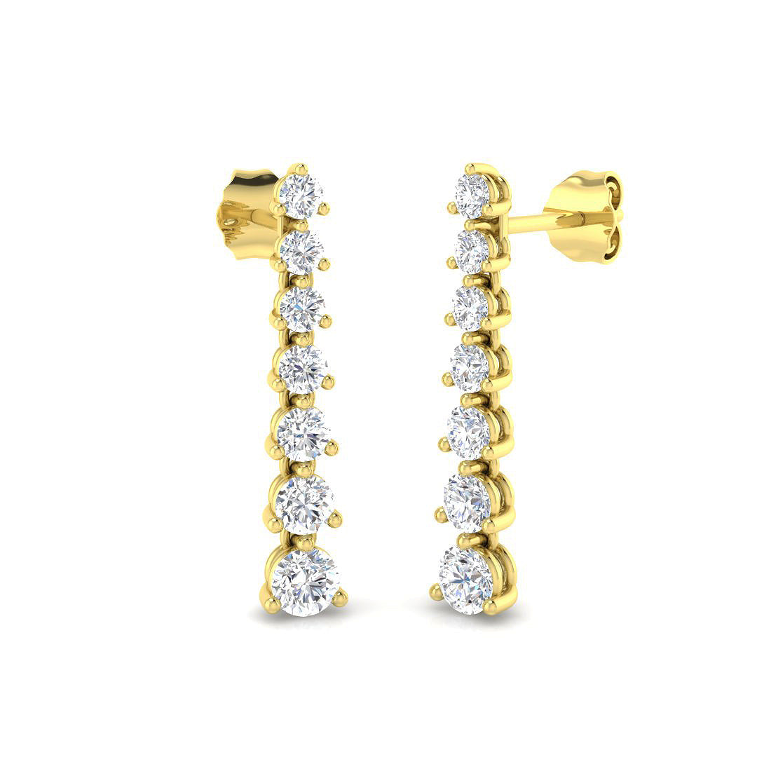 Cyany Gold Drop & Trilogy Diamond Earrings 1.25ct to 1.5ct Luxury in 10K/14K gold and platinum with certified lab-grown or natural diamonds