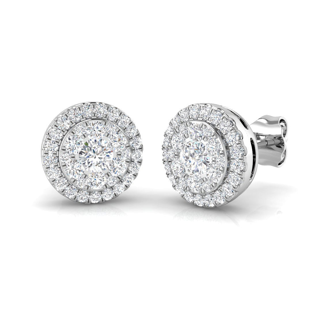 Round Diamond Cluster Stud Earrings in in 10K/14K gold and platinum with certified lab-grown or natural diamonds