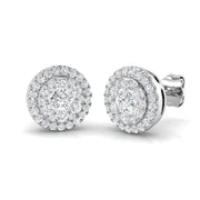 Round Diamond Cluster Stud Earrings in in 10K/14K gold and platinum with certified lab-grown or natural diamonds