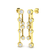 Dahly Gold Drop & Trilogy Diamond Earrings in 10K/14K gold and platinum with certified lab-grown or natural diamonds