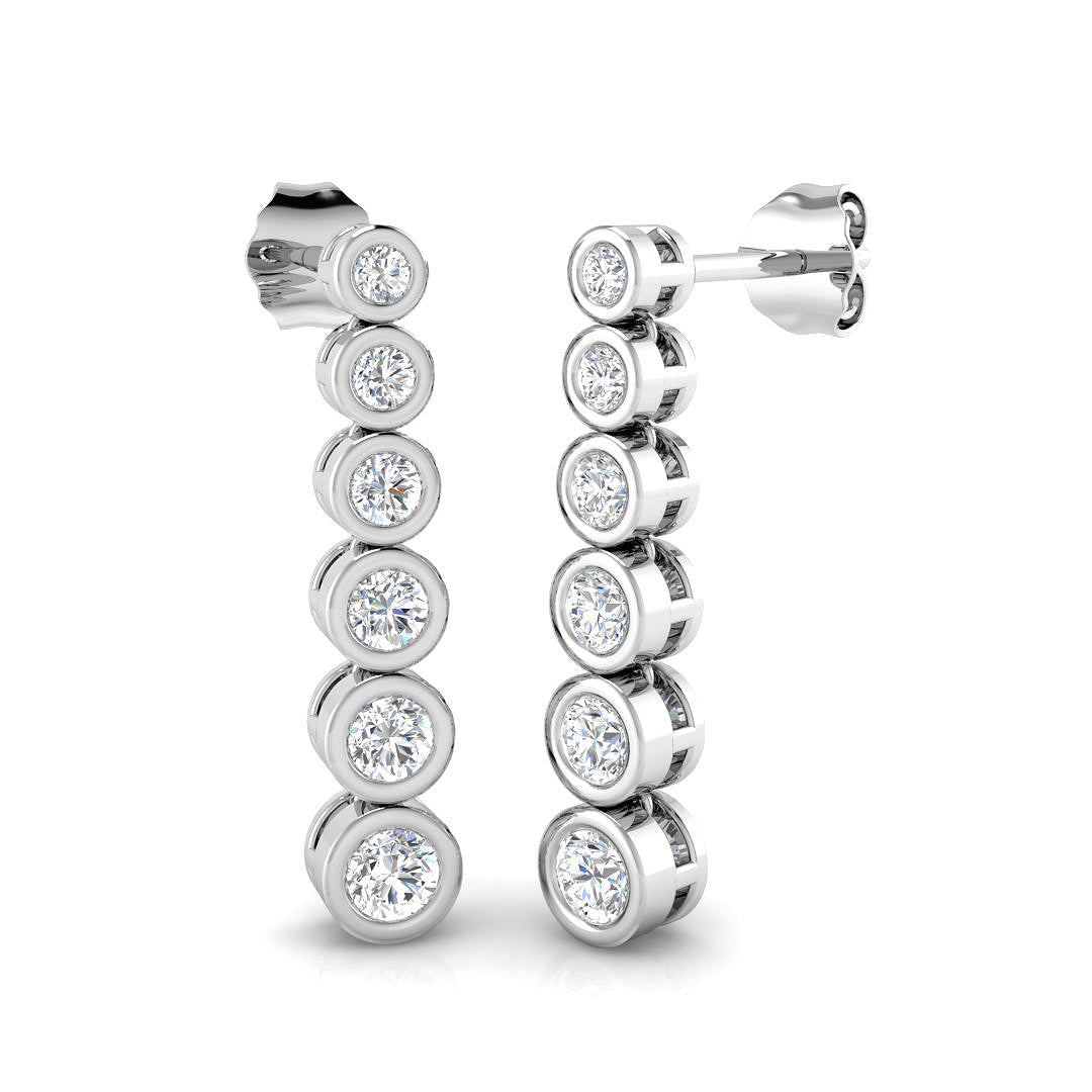 Cress Luxury Gold Drop & Trilogy Diamond Earrings in 10K/14K gold and platinum with certified lab-grown or natural diamonds