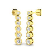 Cress Luxury Gold Drop & Trilogy Diamond Earrings in 10K/14K gold and platinum with certified lab-grown or natural diamonds