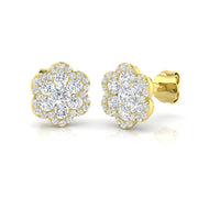 Luxury Cluster Stud Diamond Earrings in 10K/14K gold and platinum with certified lab-grown or natural diamonds
