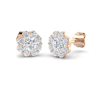 Gold Cluster Stud Diamond Earrings in 10K/14K gold and platinum with certified lab-grown or natural diamonds