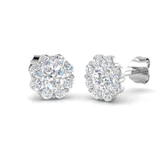 Gold Cluster Stud Diamond Earrings in 10K/14K gold and platinum with certified lab-grown or natural diamonds