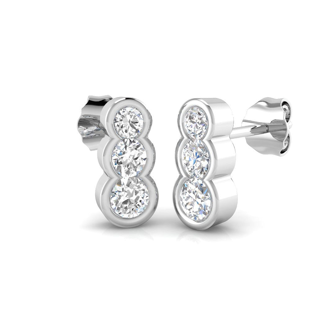 Plum Gold Diamond Drop & Trilogy Earrings - Luxury 0.5ct to 1.5ct in 10K/14K gold and platinum with certified lab-grown or natural diamonds