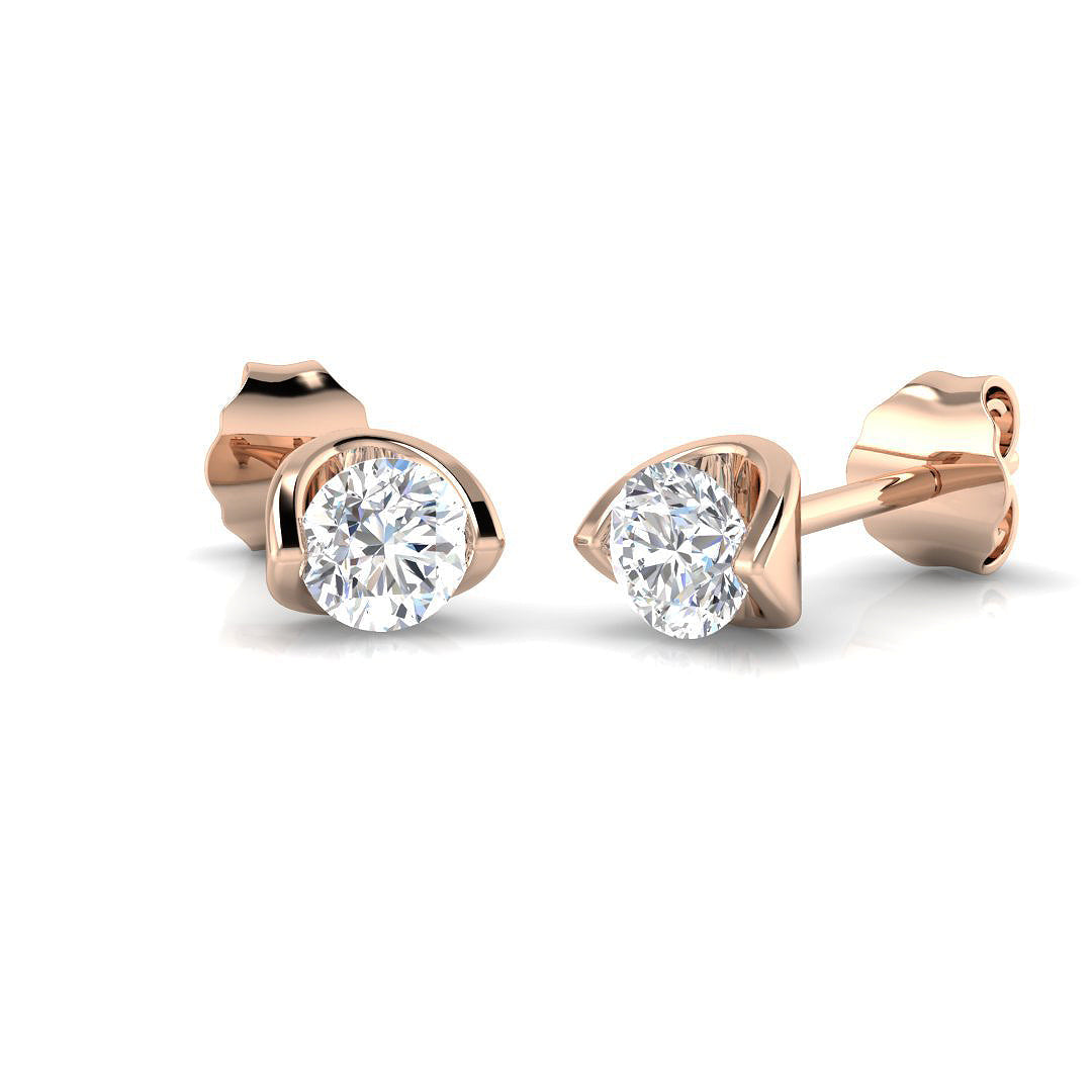 Stud Earrings with Round Diamond Tension Set - 0.50ct in 10K/14K gold and platinum with certified lab-grown or natural diamonds