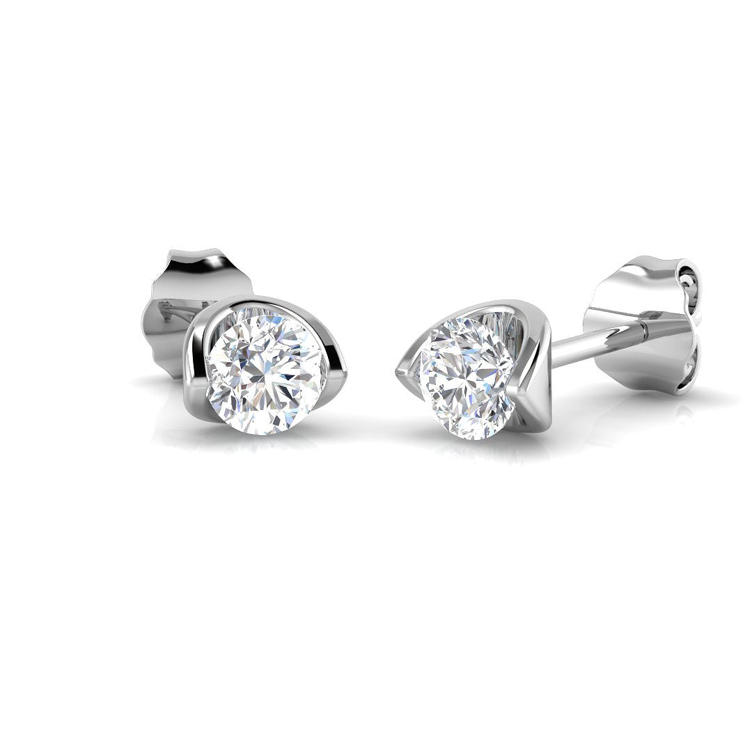 Stud Earrings with Round Diamond Tension Set - 0.50ct in 10K/14K gold and platinum with certified lab-grown or natural diamonds