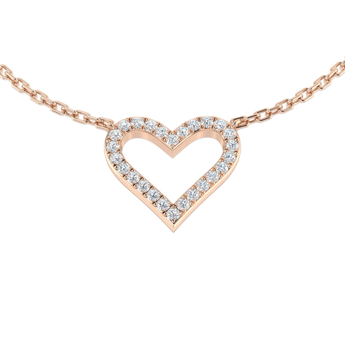Heart Shaped Diamond Necklace in 10K/14K gold and platinum with certified lab-grown or natural diamonds
