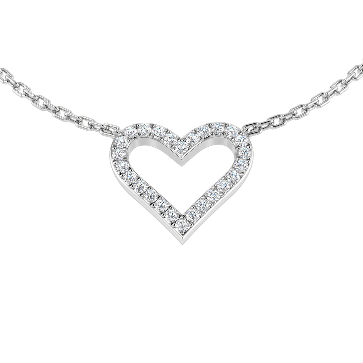 Heart Shaped Diamond Necklace in 10K/14K gold and platinum with certified lab-grown or natural diamonds