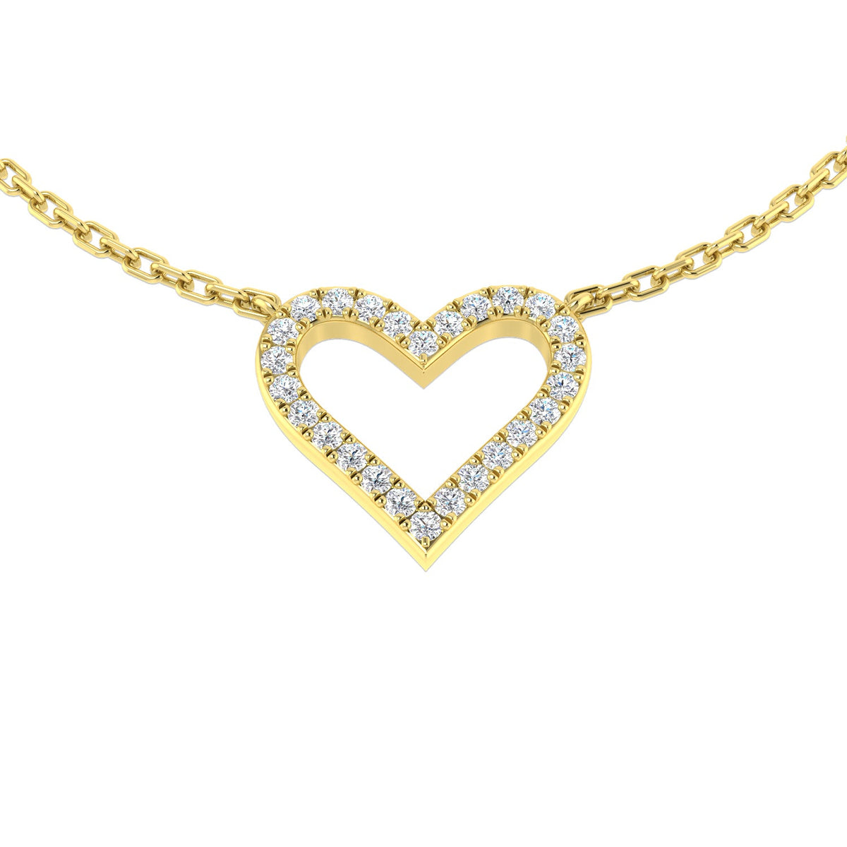 Heart Shaped Diamond Necklace in 10K/14K gold and platinum with certified lab-grown or natural diamonds