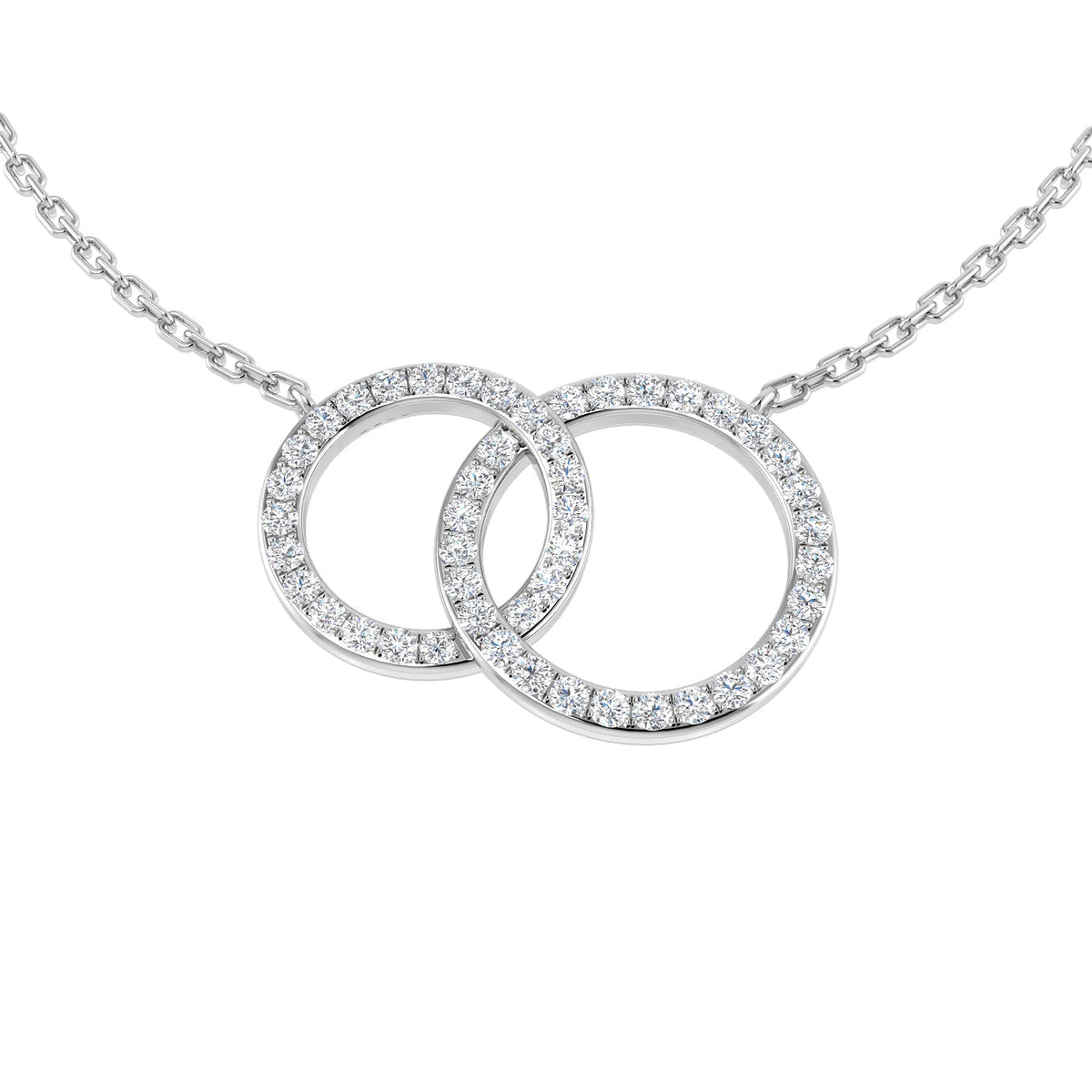 Interlocking Diamond Circles Pendant in 10K/14K gold and platinum with certified lab-grown or natural diamonds