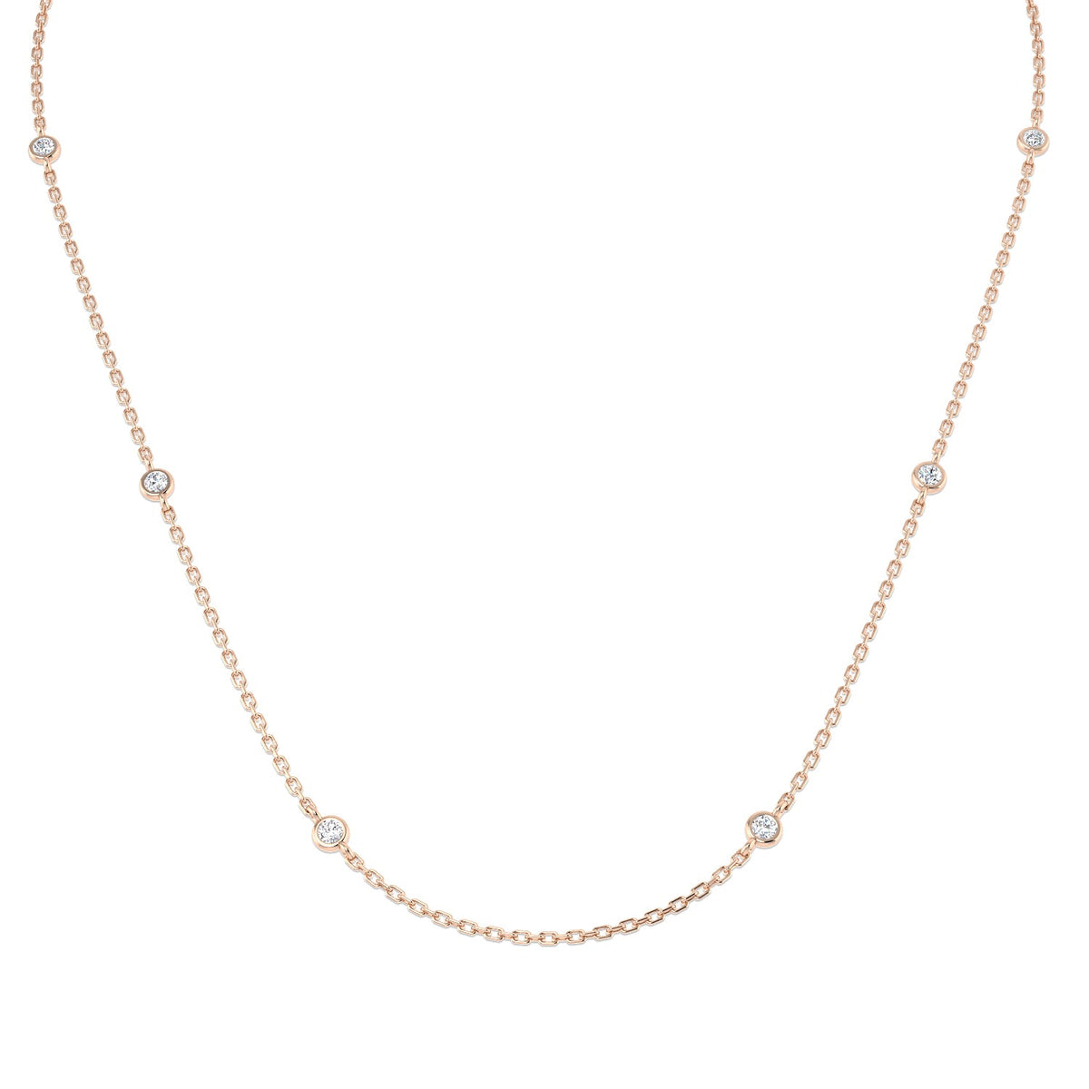 Diamond Station Necklace in 10K/14K gold and platinum with certified lab-grown or natural diamonds