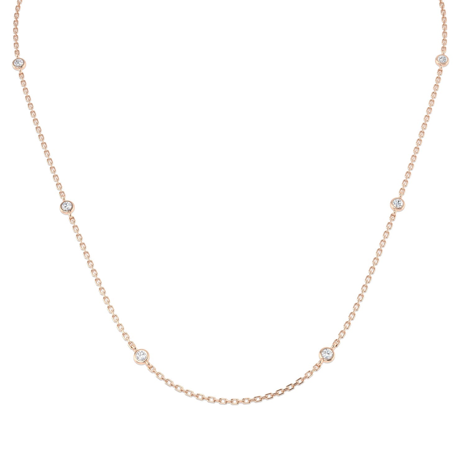 Diamond Station Necklace in 10K/14K gold and platinum with certified lab-grown or natural diamonds