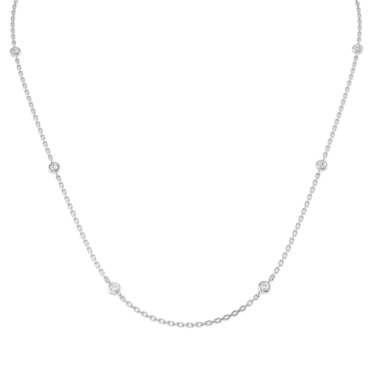 Diamond Station Necklace in 10K/14K gold and platinum with certified lab-grown or natural diamonds