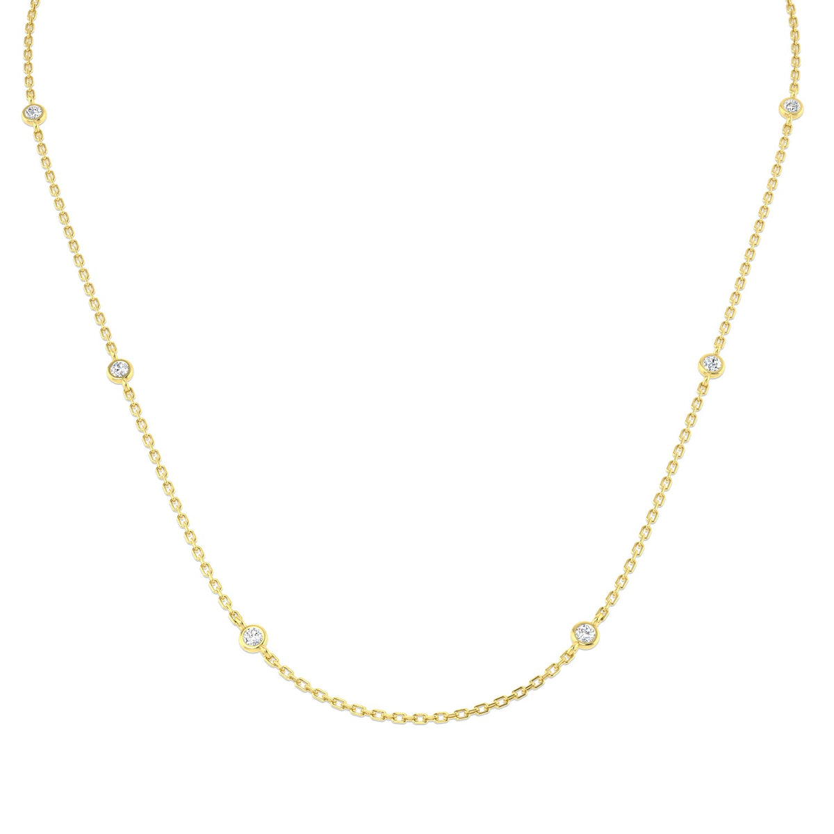 Diamond Station Necklace in 10K/14K gold and platinum with certified lab-grown or natural diamonds