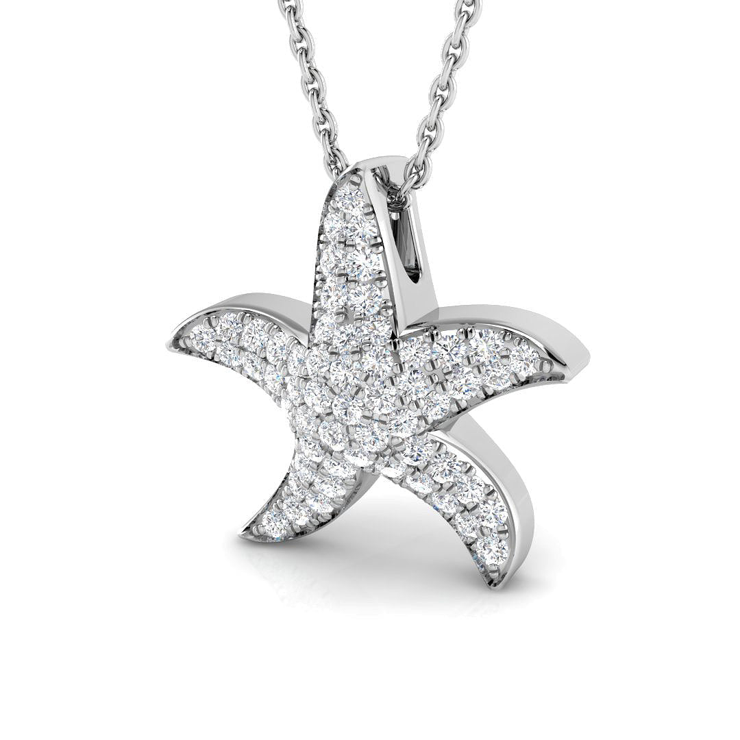 Starfish Diamond Pendant Necklace 0.25ct to 0.75ct Gold (Without Chain) in 10K/14K gold and platinum with certified lab-grown or natural diamonds