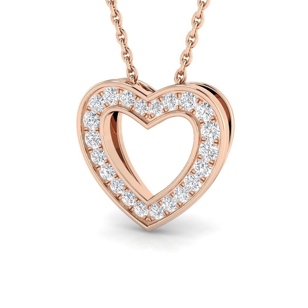 Heart-Shaped Pave Diamond Pendant in 10K/14K gold and platinum with certified lab-grown or natural diamonds