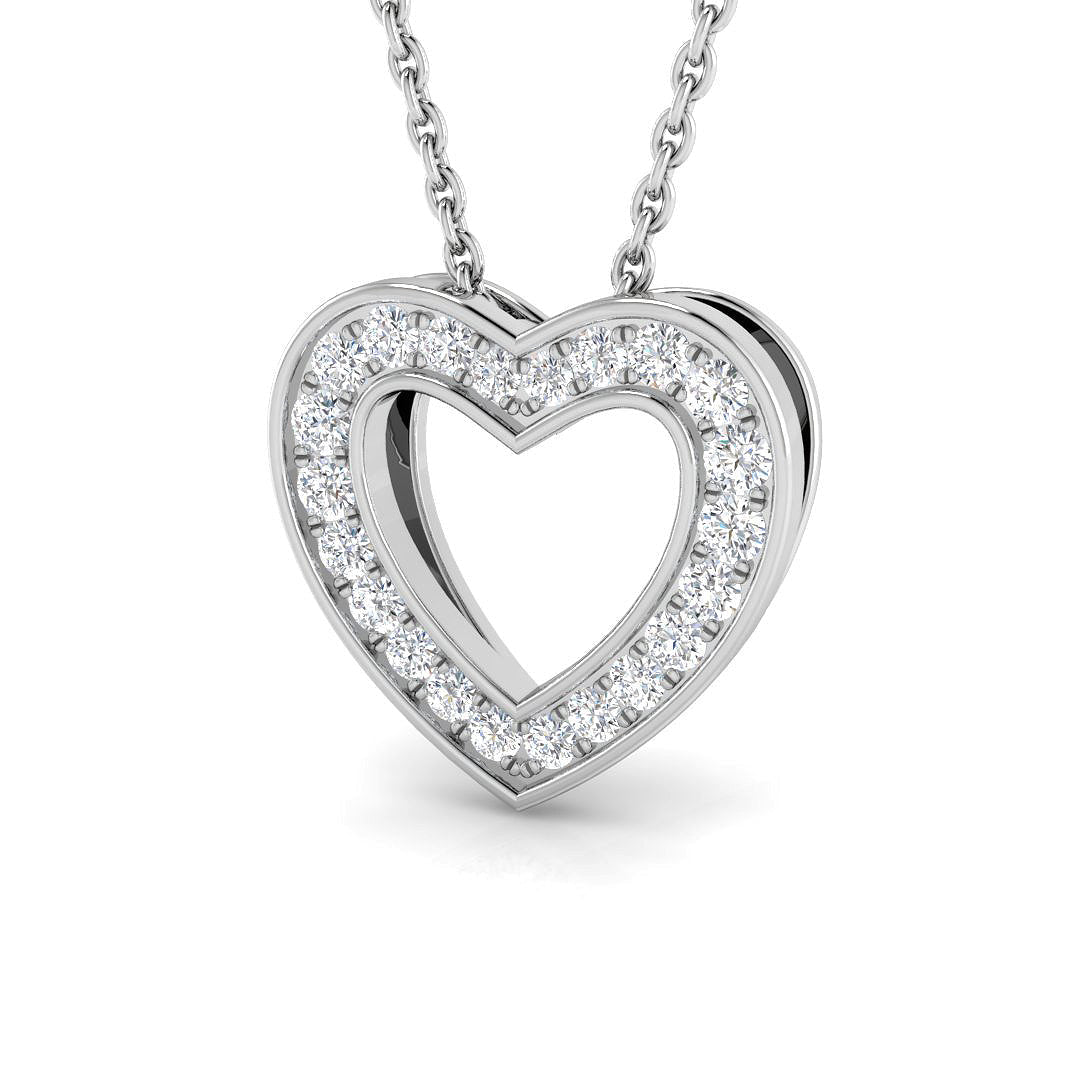 Heart-Shaped Pave Diamond Pendant in 10K/14K gold and platinum with certified lab-grown or natural diamonds