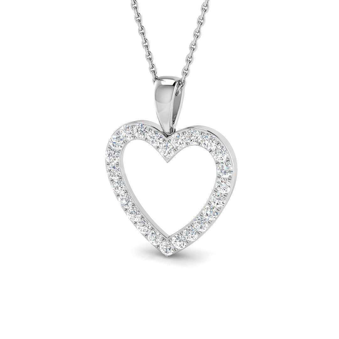 Heart Round Cut Diamond Pendant in 10K/14K gold and platinum with certified lab-grown or natural diamonds