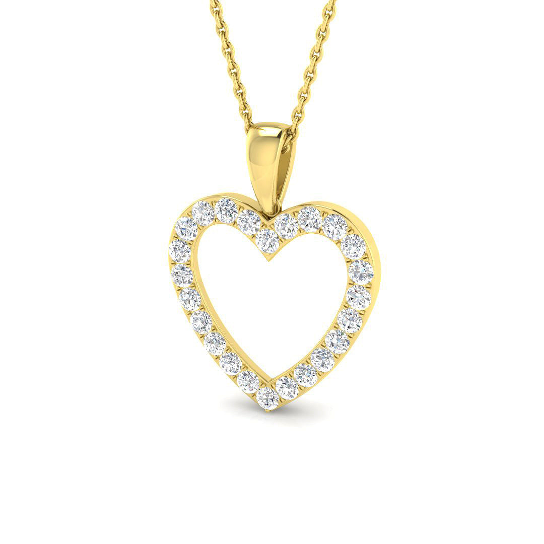 Heart Round Cut Diamond Pendant in 10K/14K gold and platinum with certified lab-grown or natural diamonds